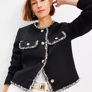 Black Tweed Jacket with Gold Buttons